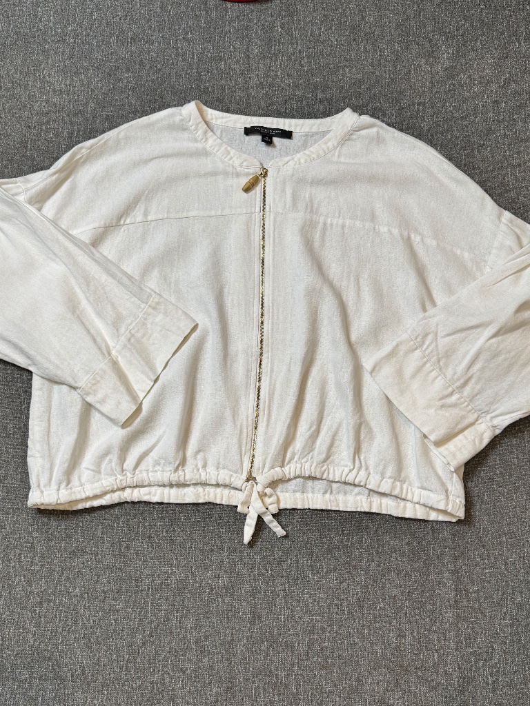 Marc New York | Cropped Lightweight Linen Zip Jacket | Size Xl